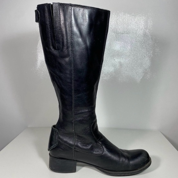 B.O.C Born Women Leather Boots Riding Boots Knee High / Tall Black Sz 7 /38 - Picture 2 of 7
